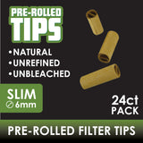 Natural Unbleached Pre-Roll Tips 6Mm - 24 Packs Per Retail Ready Display 22353