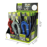 Braided Nylon Auxiliary Cable 7FT- 12 Pieces Per Retail Ready Display 22377B