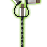 Charging Cable USB 3 in 1 Multi-Head USB-C / Micro USB / Lightning 10FT - 6 Pieces Per Retail Ready Display 22424
