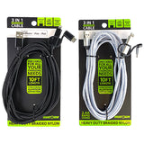 Charging Cable USB 3 in 1 USB-C / Micro USB / Lightning 10FT - 6 Pieces Per Retail Ready Display 22424