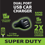 Car Charger with Dual USB Ports 2.1 Amp - 3 Pieces Per Pack 22459 GADGET GEAR