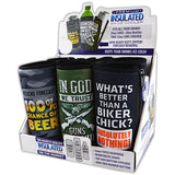 Neoprene 24 Oz Can and Bottle Cooler - 6 Pieces Per Retail Ready Display 22476