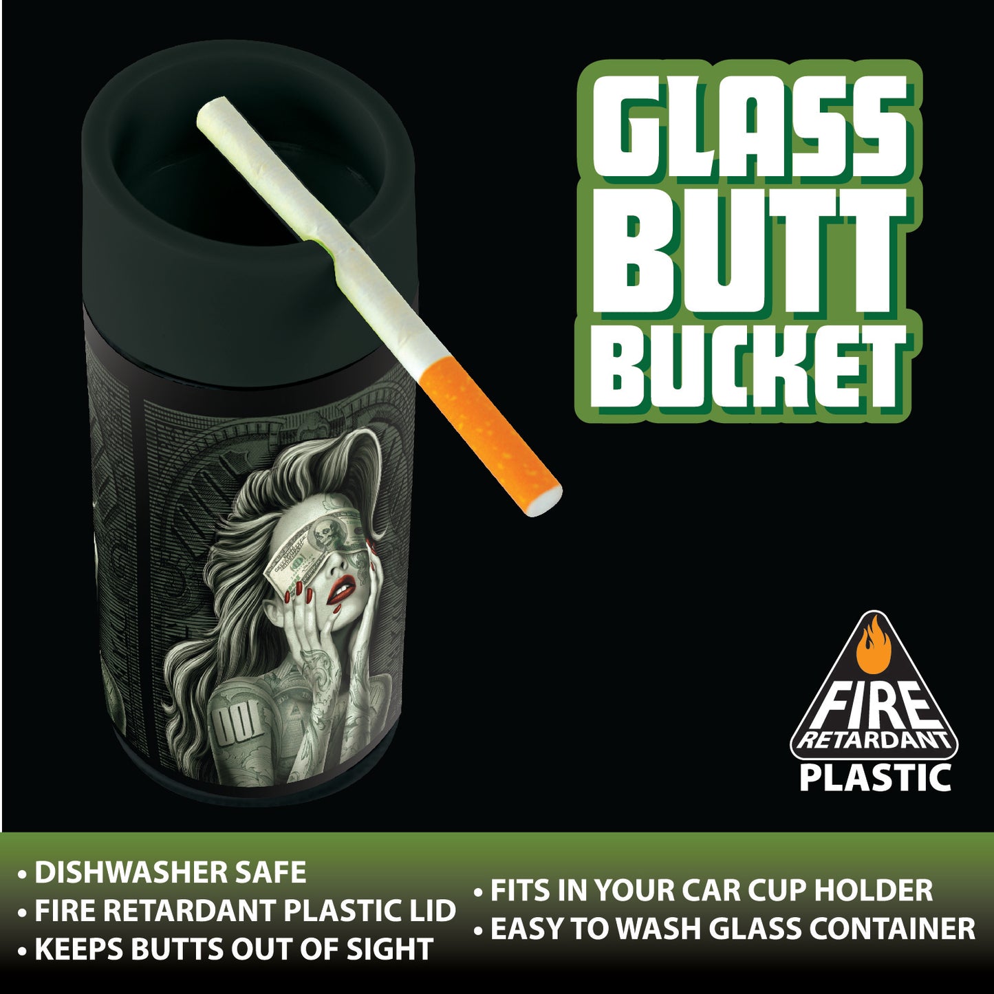 ITEM NUMBER 022589 GLASS BUTT BUCKET 6 PIECES PER DISPLAY