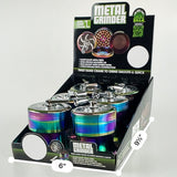 Metal 4 Piece Rainbow Grinder with Crank - 6 Pieces Per Retail Ready Display 22703