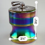 Metal 4 Piece Rainbow Grinder with Crank - 6 Pieces Per Retail Ready Display 22703