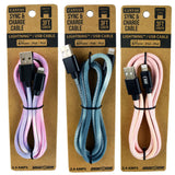 Tie Dye Canvas Charging Cable Assortment - 12 Pieces Per Retail Ready Display 88353