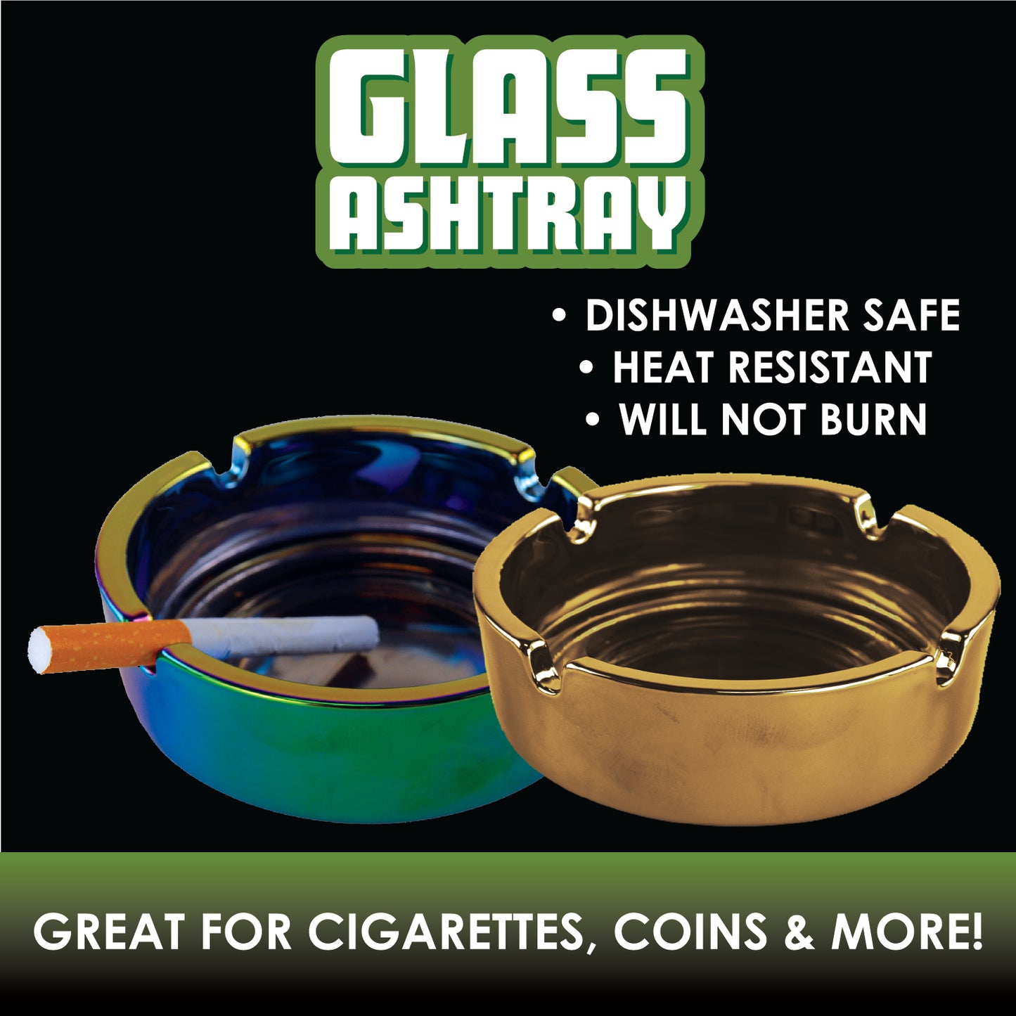 ITEM NUMBER 022787 GLASS ASHTRAY 6 PIECES PER DISPLAY