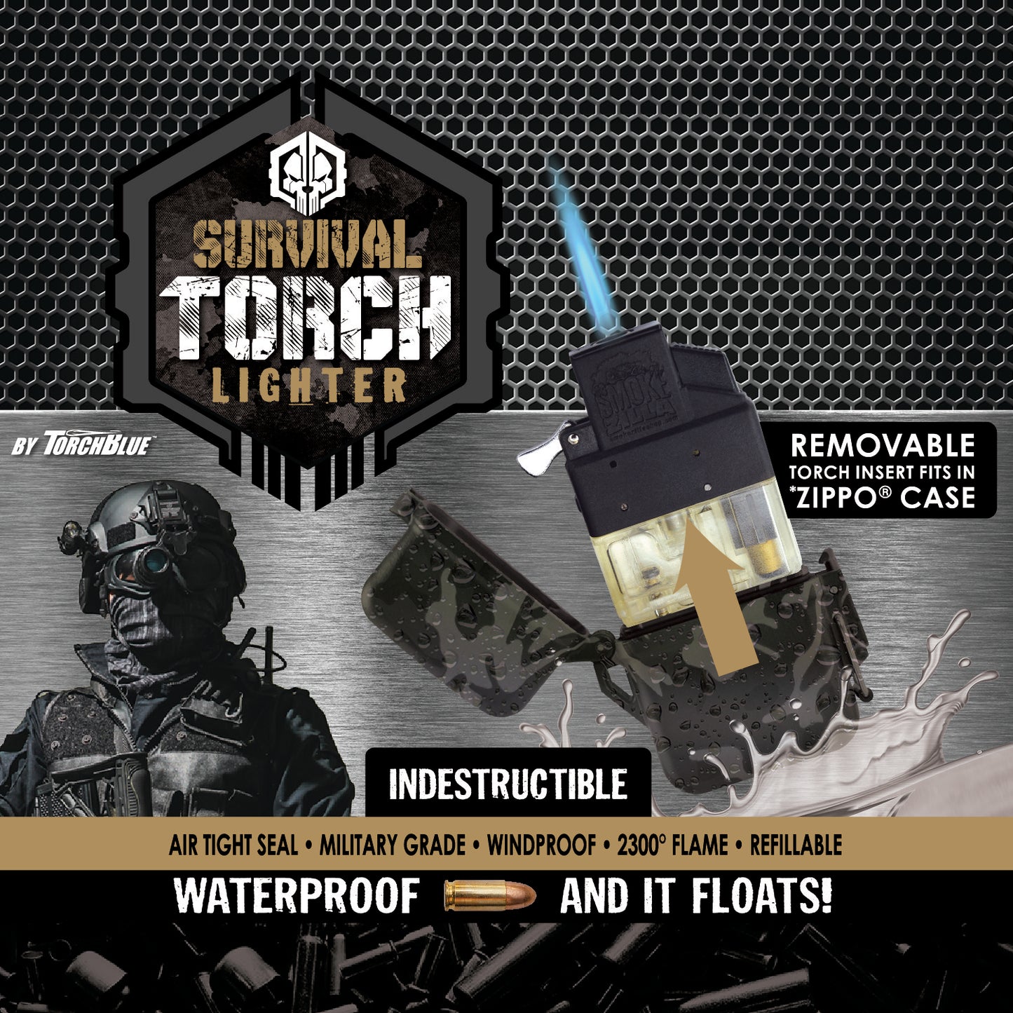 ITEM NUMBER 022968 TAC GEAR SURVIVAL LIGHTER 12 PIECES PER DISPLAY