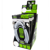 Charging Cable USB 3 in 1 Multi-Head USB-C / Micro USB / Lightning 10FT - 6 Pieces Per Retail Ready Display 23006