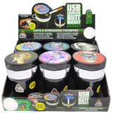 Printed Lid Butt Bucket Ashtray with USB Coil Lighter and LED Light - 6 Pieces Per Retail Ready Display 23181