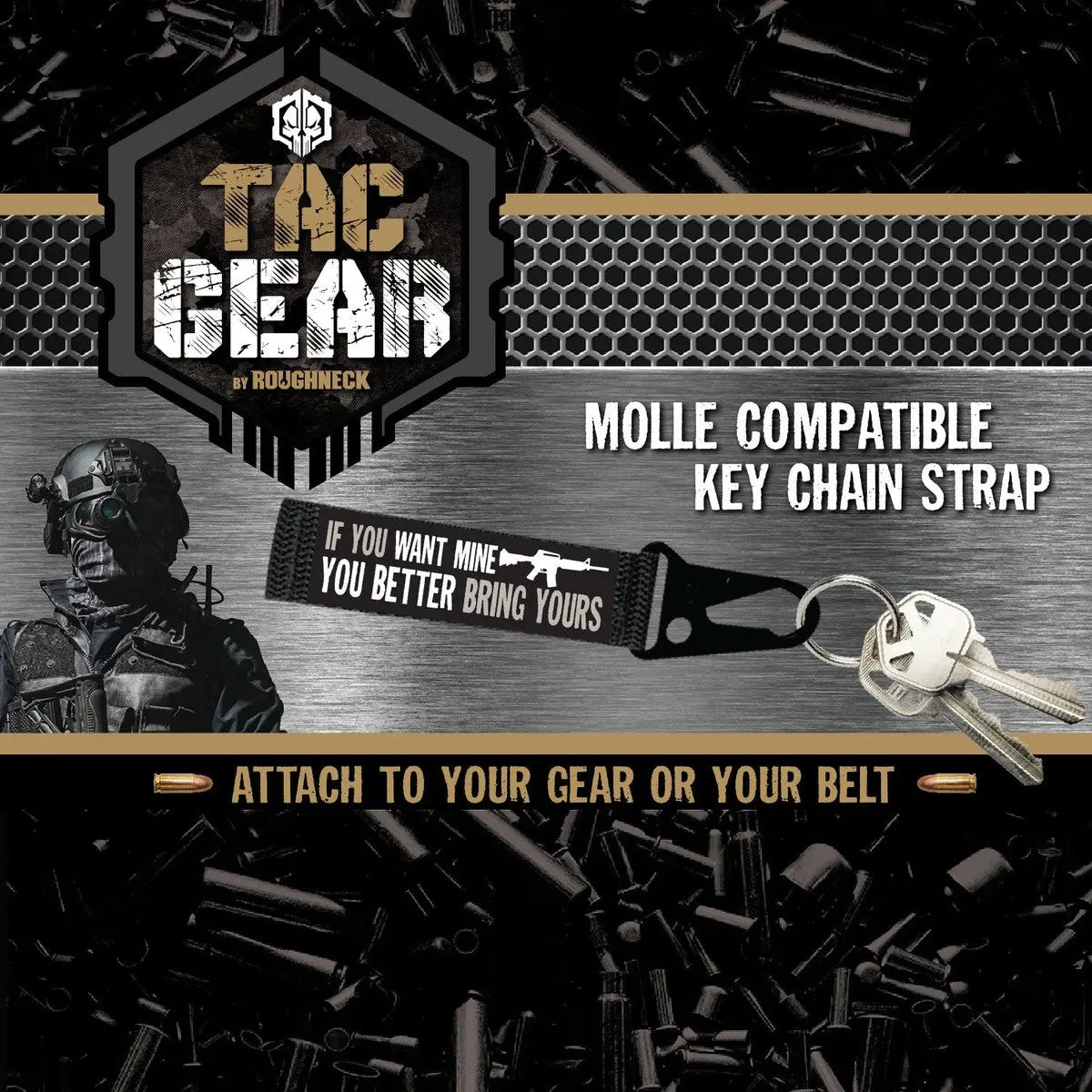 Patriotic MOLLE Strap Key Chain with Heavy Duty Clip - 6 Pieces Per Retail Ready Display 23189 TAC GEAR