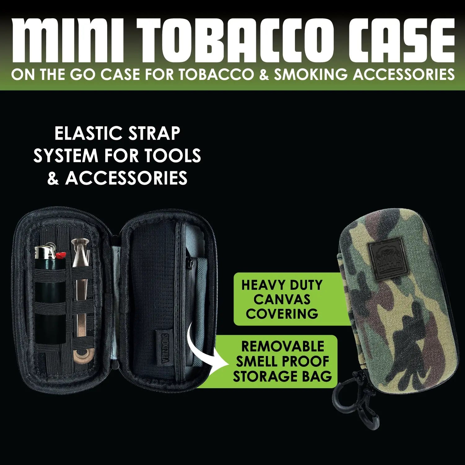 Canvas Tobacco Mini Case with Zipper - 6 Pieces Per Retail Ready Display 23293 SMOKEZILLA