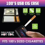 100s Cigarette Case with USB Coil Lighter - 8 Pieces Per Retail Ready Display 23303