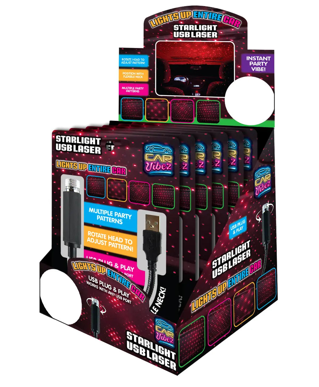 Car Mood Starlight USB Laser - 6 Pieces Per Retail Ready Display 23306 CAR VIBEZ