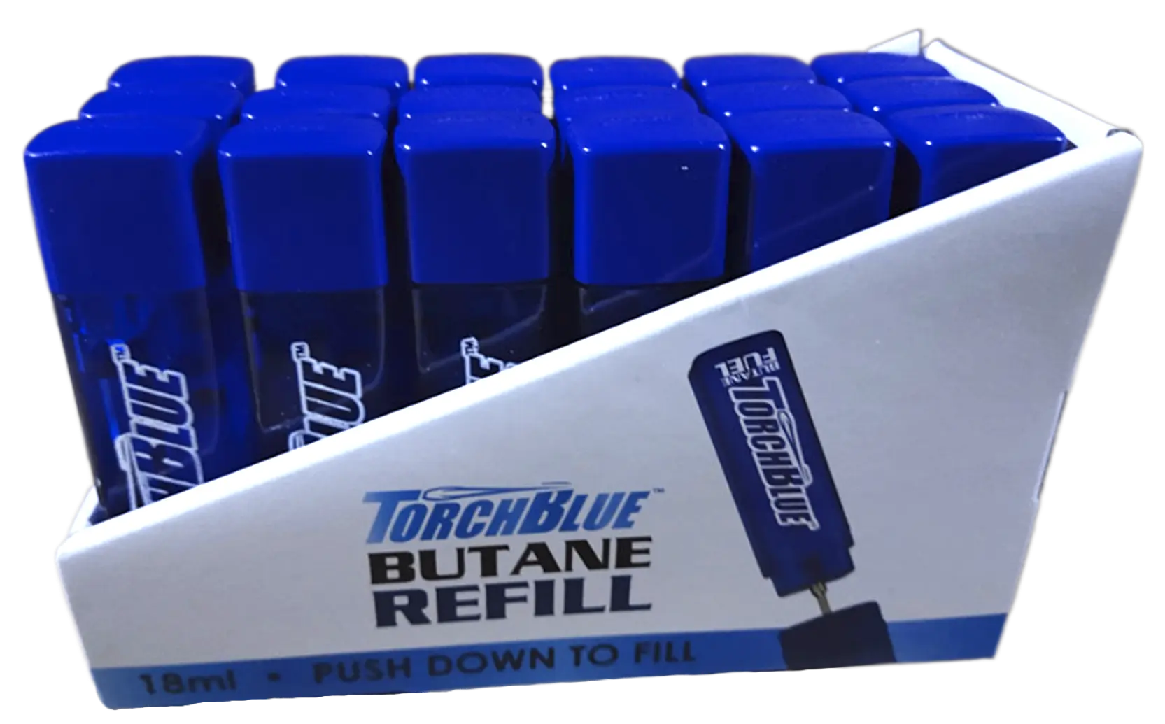 18ML Bulk Butane Refill - 18 Pieces Per Retail Ready Display 23363 TORCH BLUE