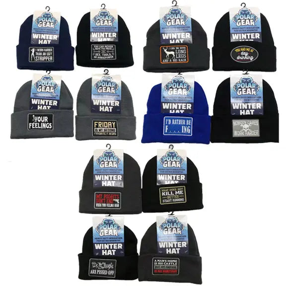 Cuffed Knit Hat Beanie with Patch - 12 Pieces Per Retail Ready Display 23366 POLAR GEAR