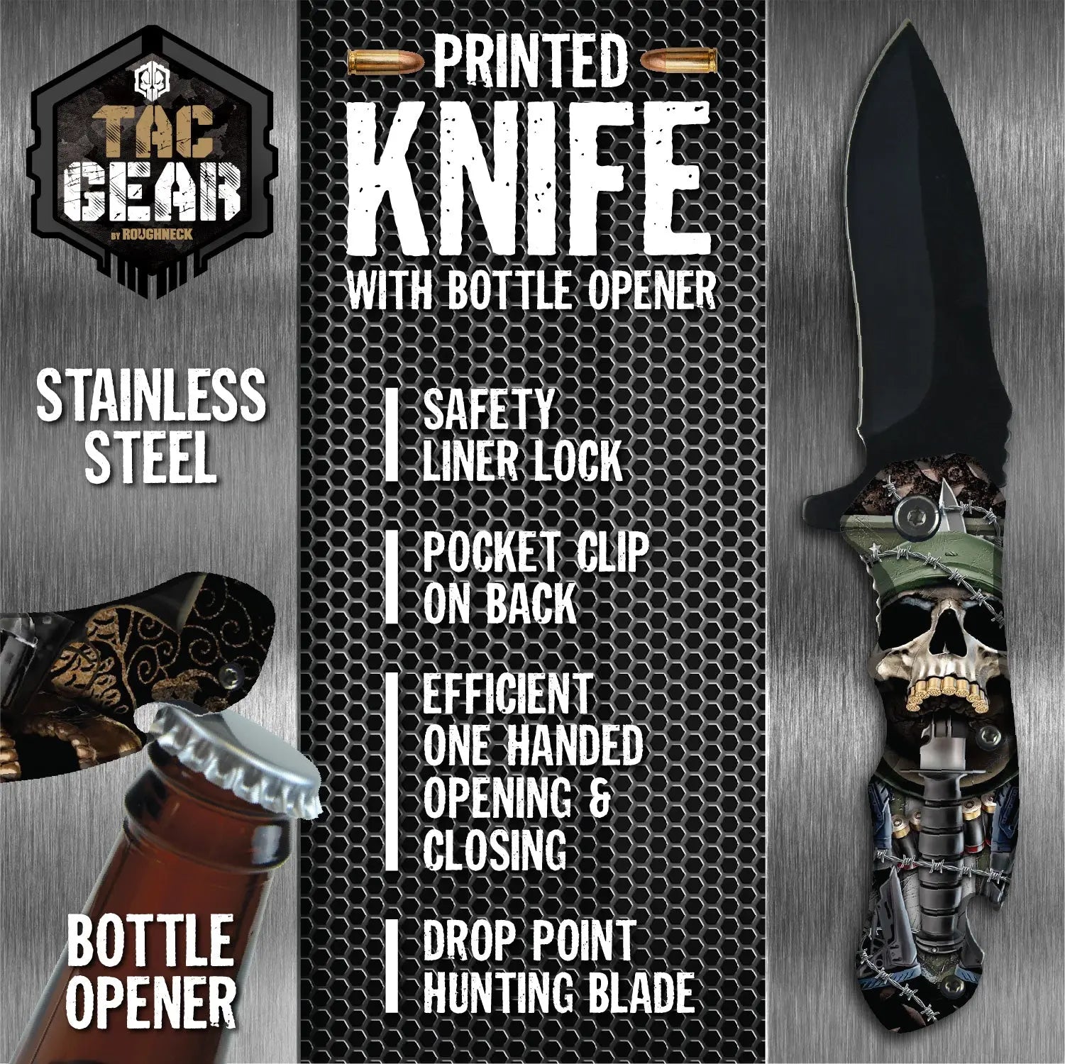Pocket Knife with Bottle Opener - 6 Pieces Per Retail Ready Display 23369 TAC GEAR