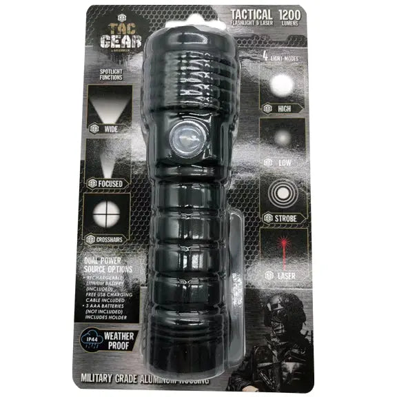 LED Flashlight Waterproof with Laser - 6 Pieces Per Retail Ready Display 23387 TAC GEAR