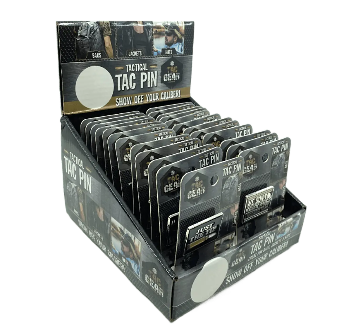 Patriotic Enamel Tac Gear Pin - 24 Pieces Per Retail Ready Display 23502 - NOVELTY INC WHOLESALE