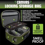 Smell Proof Canvas Printed Lock Bag with Tool Organizer - 4 Pieces Per Retail Ready Display 23720 SMOKEZILLA