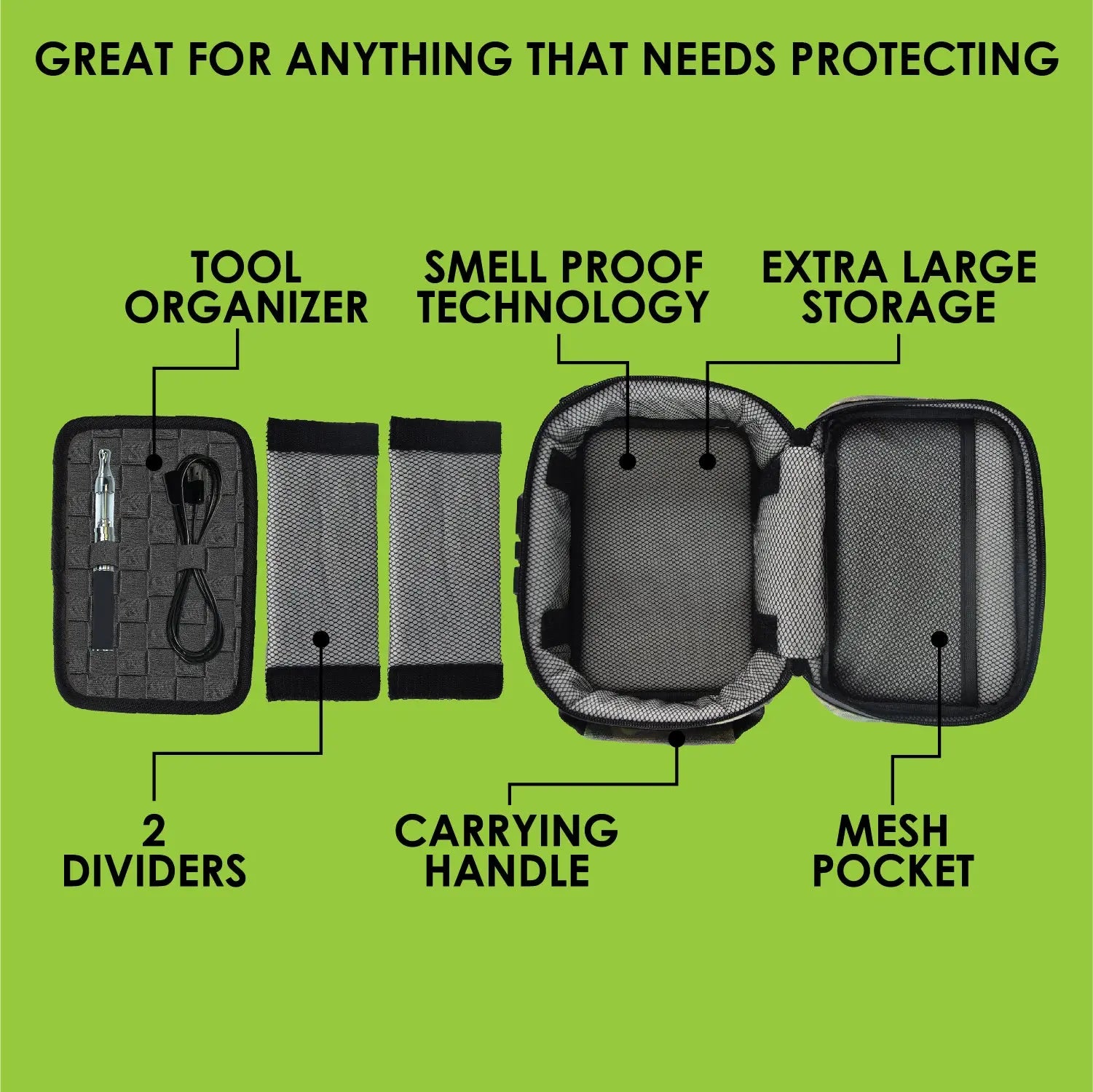 Smell Proof Canvas Printed Lock Bag with Tool Organizer - 4 Pieces Per Retail Ready Display 23720 SMOKEZILLA