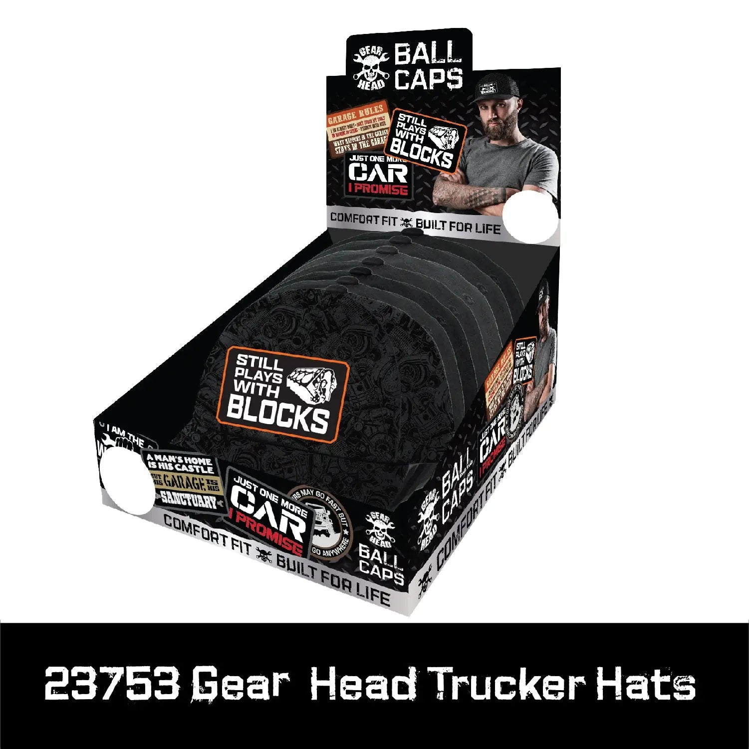 Mechanic Trucker Hat Gear Head Ball Caps - 6 Pieces Per Retail Ready Display 23753 TAC GEAR