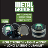 Metal 4 Piece Grinder with Magnetic Closure - 6 Pieces Per Retail Ready Display 23947