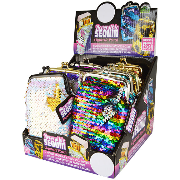 Reversible Sequin Cigarette Pouch Display