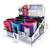 Neoprene Can and Bottle Cooler with Cigarette Pouch - 6 Pieces Per Retail Ready 24062