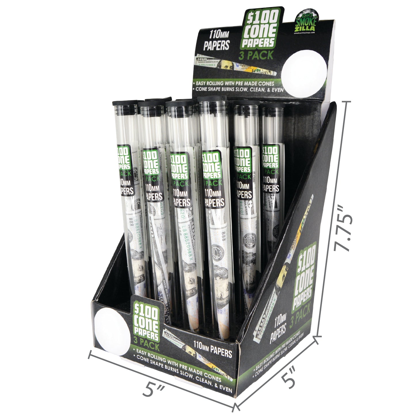 ITEM NUMBER 025025 100 BILL PAPER CONES 24 PIECES PER DISPLAY