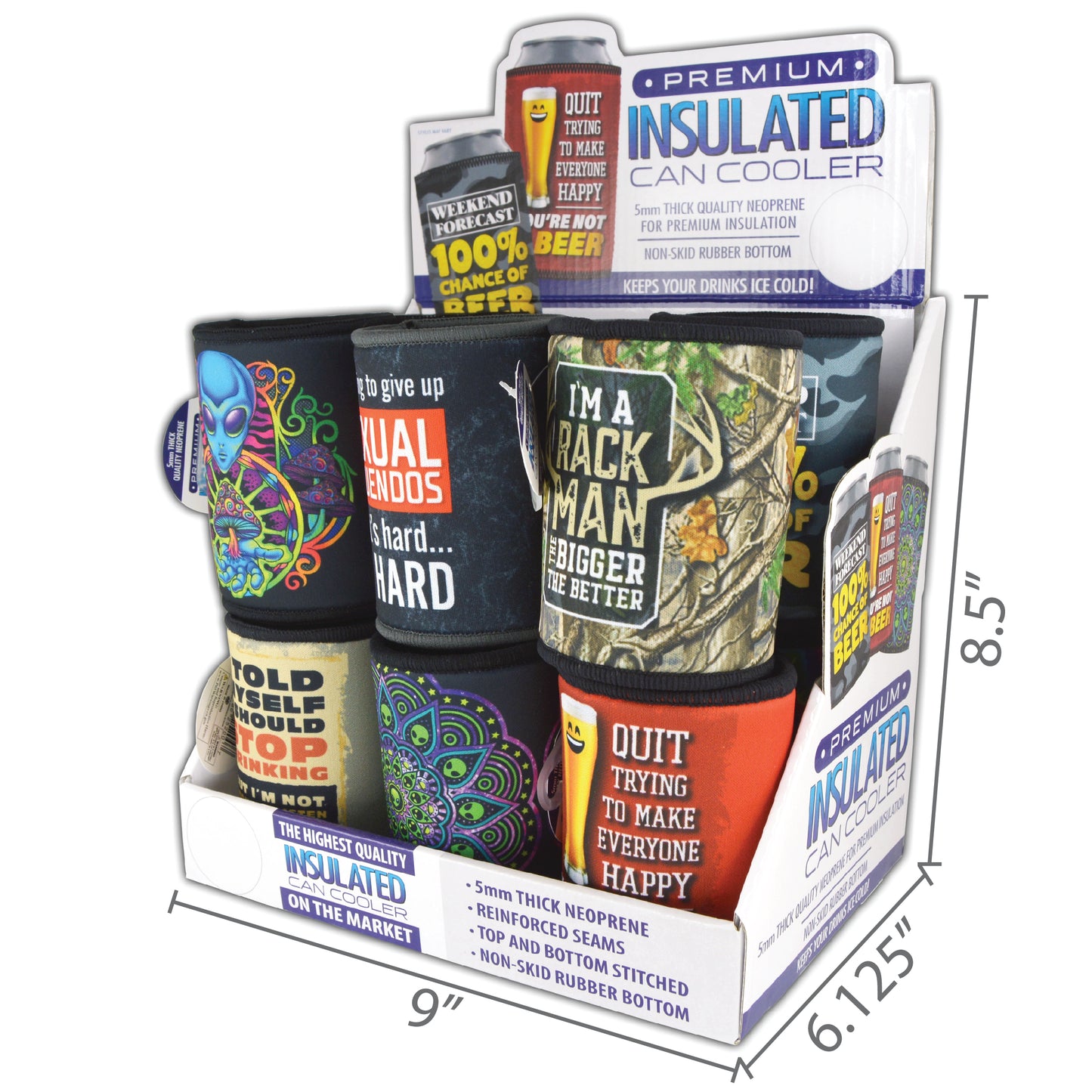 ITEM NUMBER 025200 5MM CAN COOLER 12 PIECES PER DISPLAY