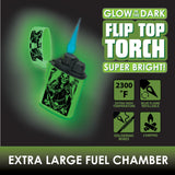 Glow in The Dark Flip Top Torch Lighter - 15 Pieces Per Retail Ready Display 22678
