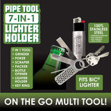 Metal Lighter Case Key Chain with Grinder - 6 Pieces Per Retail Ready Display 26044