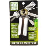 Metal Lighter Case Key Chain with Grinder - 6 Pieces Per Retail Ready Display 26044