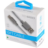 Charging Cable Tech Basics USB to USB-C 10FT - 5 Pieces Per Pack 26232