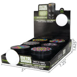 Metal 4 Piece Grinder with Printed Top - 6 Pieces Per Retail Ready Display 26439