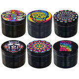 Metal 4 Piece Grinder with Printed Top - 6 Pieces Per Retail Ready Display 26439