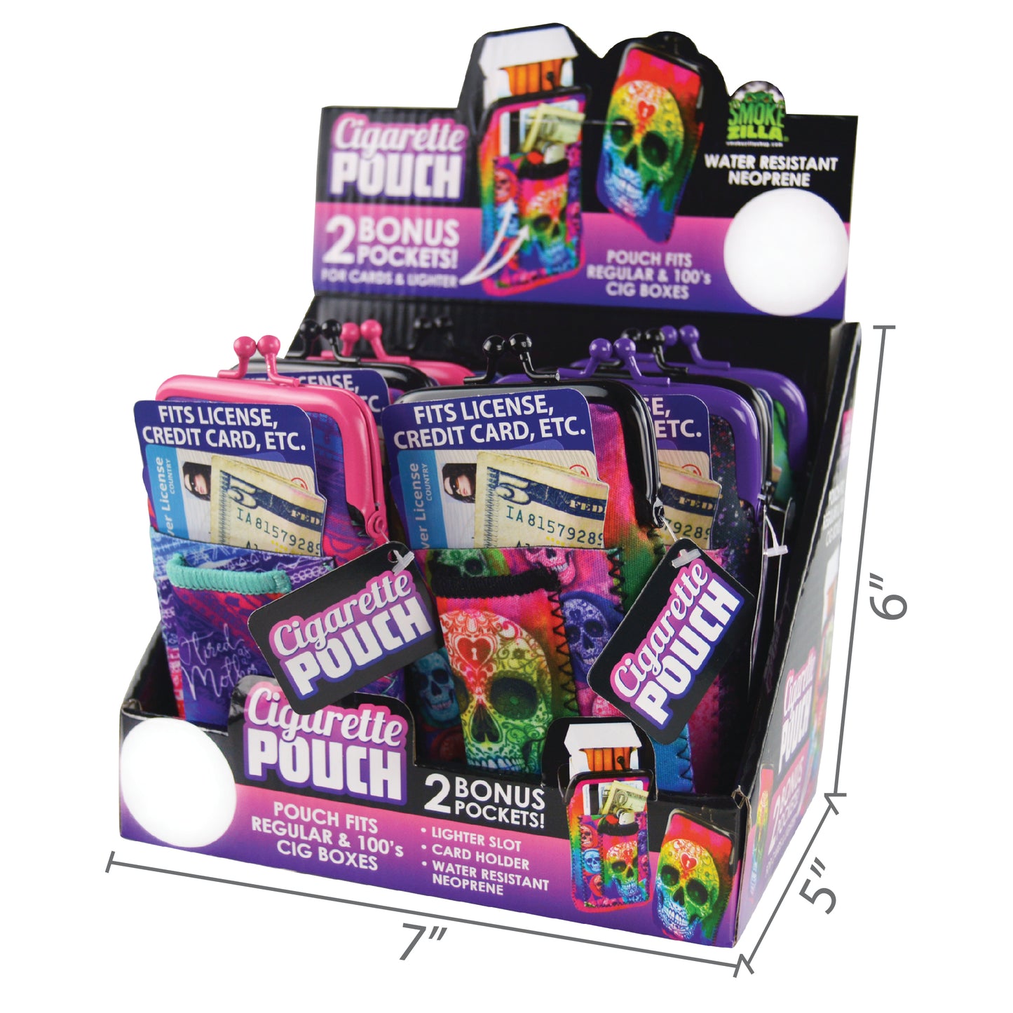 ITEM NUMBER 026661 NEOPRENE CIG POUCH MIX E 8 PIECES PER DISPLAY
