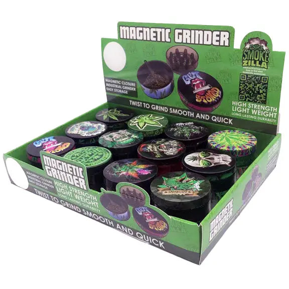 3D Metal Grinder with Magnetic Closure - 12 Pieces Per Retail Ready Display 30030 SPICY ZILLA