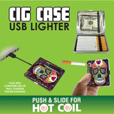 WHOLESALE CIGARETTE CASE WITH USB LIGHTER D 6 PIECES PER DISPLAY 40307