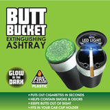 Glow In The Dark Printed Lid Butt Bucket Ashtray with LED Light - 2 Per Retail Ready Wholesale Display 40308
