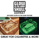 Glow In The Dark Skull Glass Ashtray - 5 Pieces Per Retail Ready Wholesale Display 40959