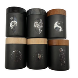 Mirrored Glass Storage Jar with Concave Wood Lid - 6 Pieces Per Retail Ready Display 23052