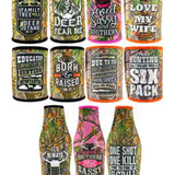 Neoprene Camo Can and Bottle Suit Cooler Assortment - 11 Pieces Per Retail Ready Display 88170