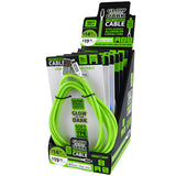 Charging Cable Glow in The Dark Assortment 10FT 2.4 Amp - 6 Pieces Per Retail Ready Display 88295