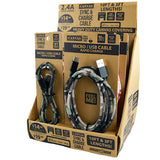 Charging Cable Camo Assortment 3FT - 12 Pieces Per Retail Ready Display 88303