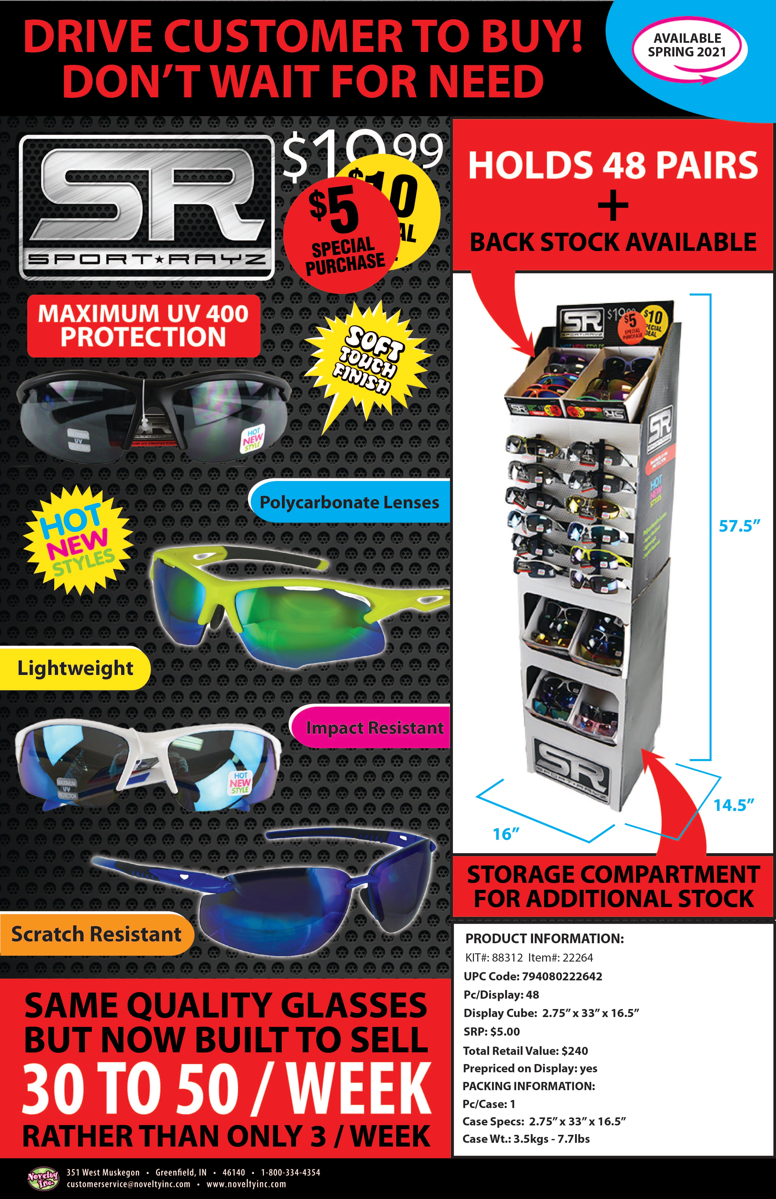 Sport Ray Sunglass Floor Display Ad