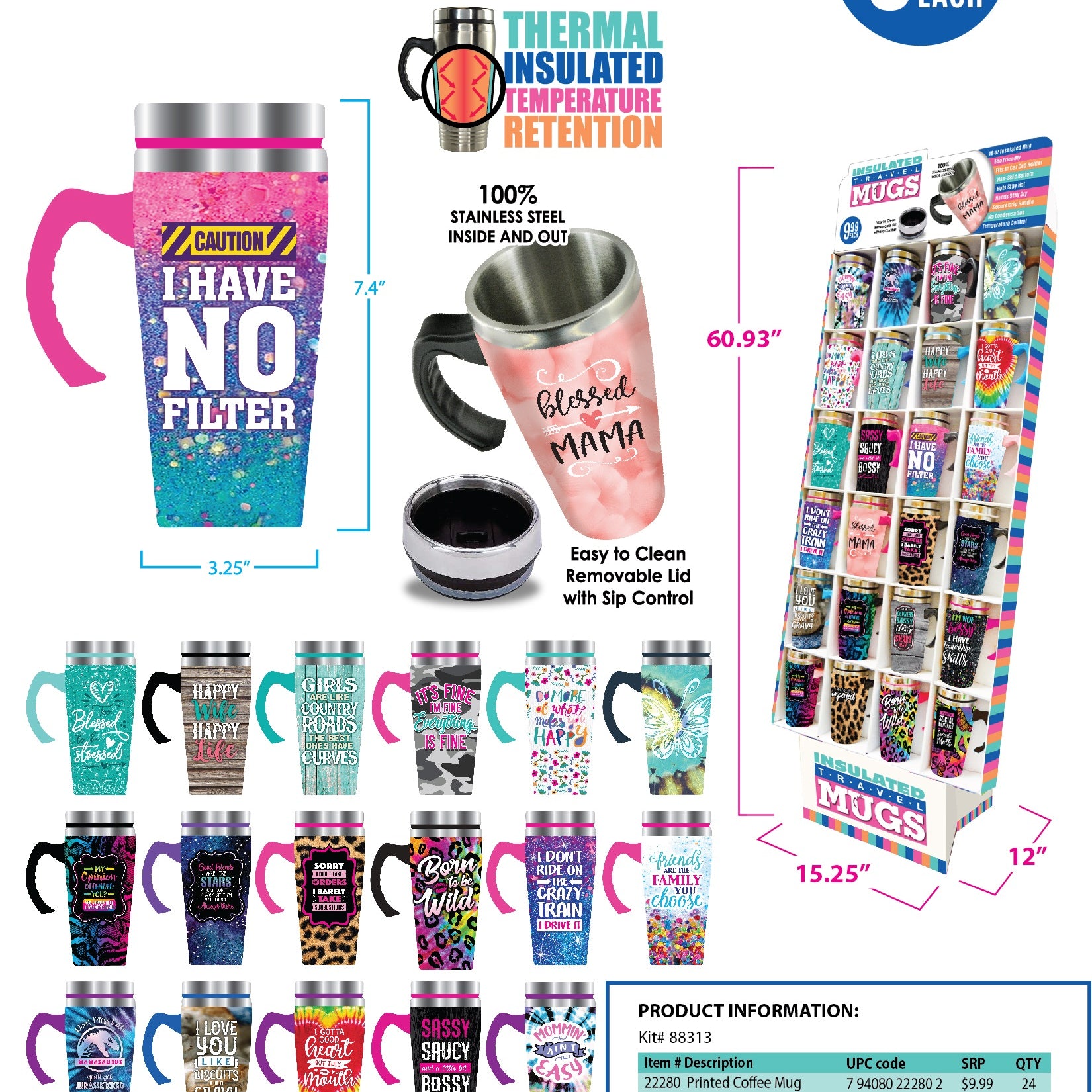 Insulated Travel Mug Floor Display Ad