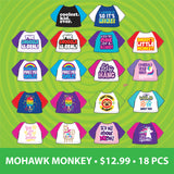 Plush Mohawk Monkey Assortment Floor Display - 24 Pieces Per Retail Ready Display 88343