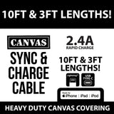 Canvas Charging Cable Assortment - 12 Pieces Per Retail Ready Display 88346